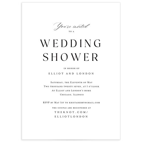 Timeless Typography Bridal Shower Invitations