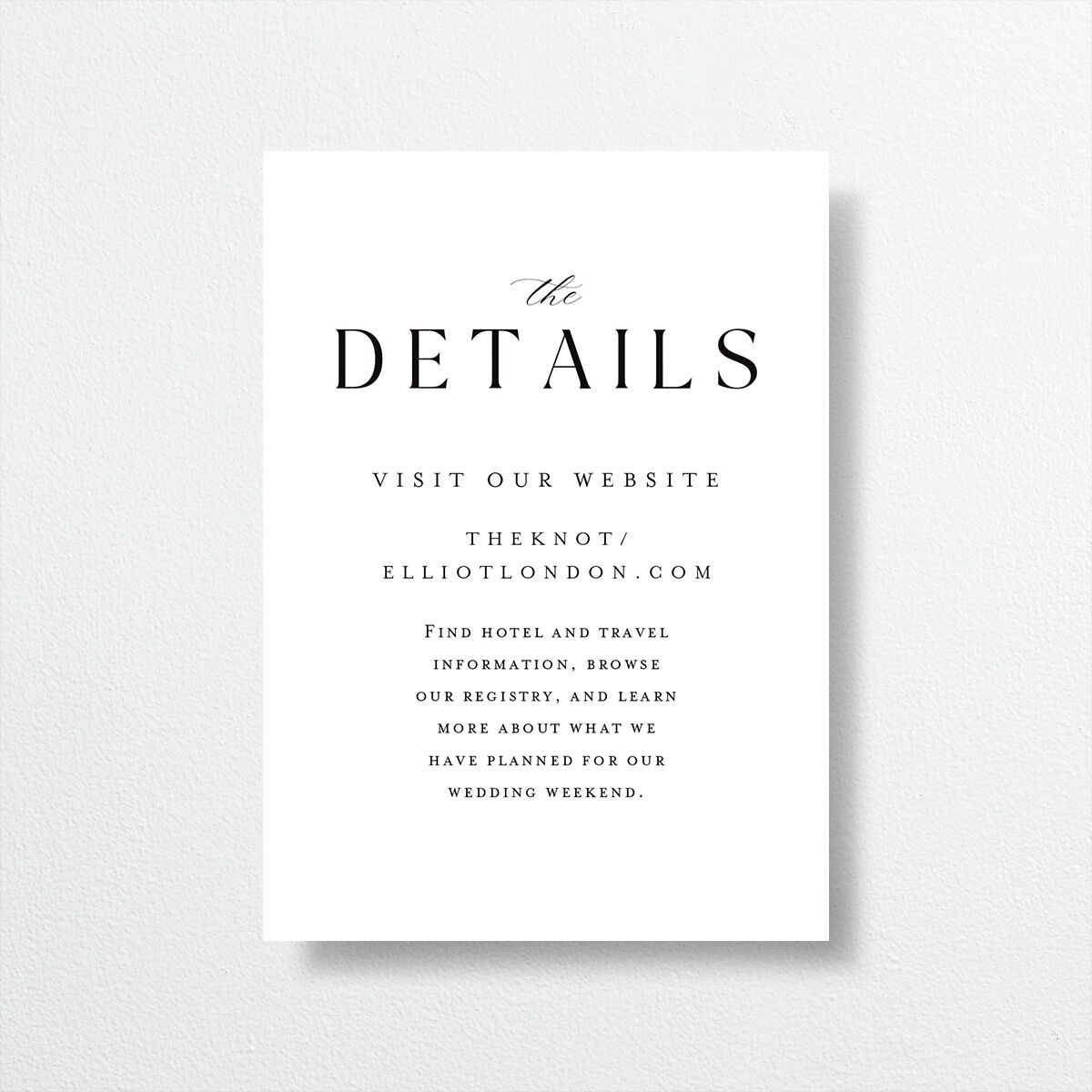 Timeless Typography Wedding Enclosure Cards Pure White Signature Standard