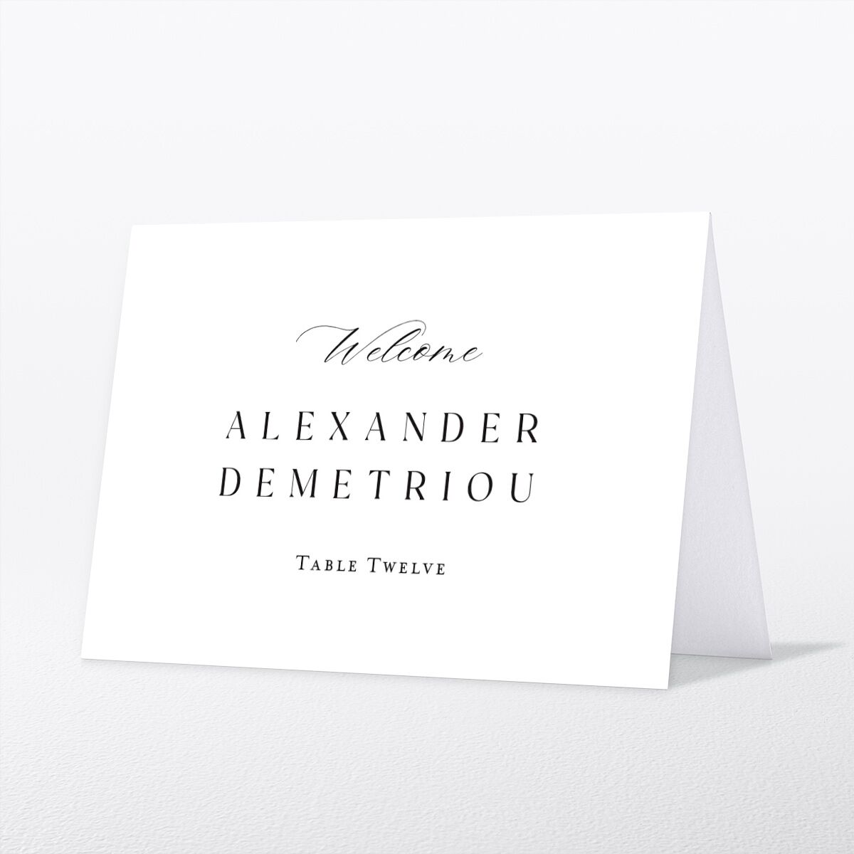 Timeless Typography Place Cards front in white