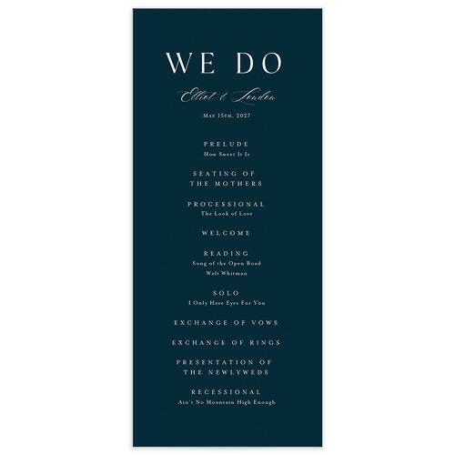 Timeless Typography Wedding Programs Dark Navy Recycled