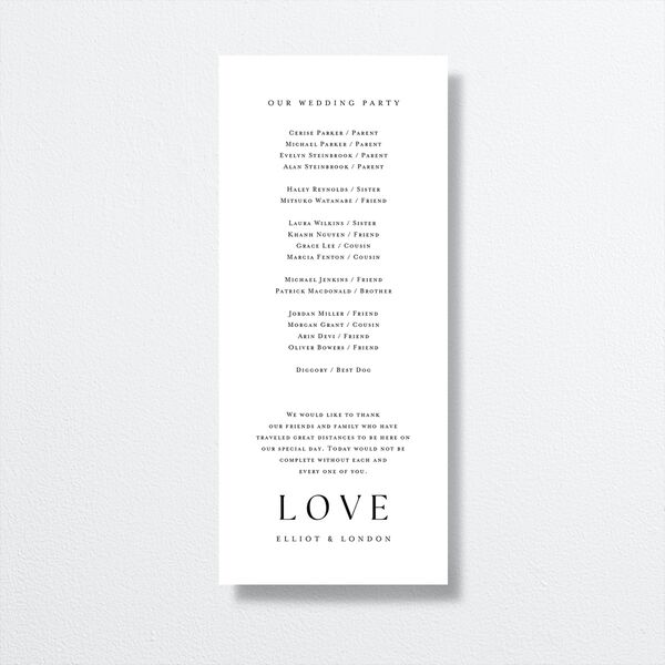 Timeless Typography Wedding Programs back