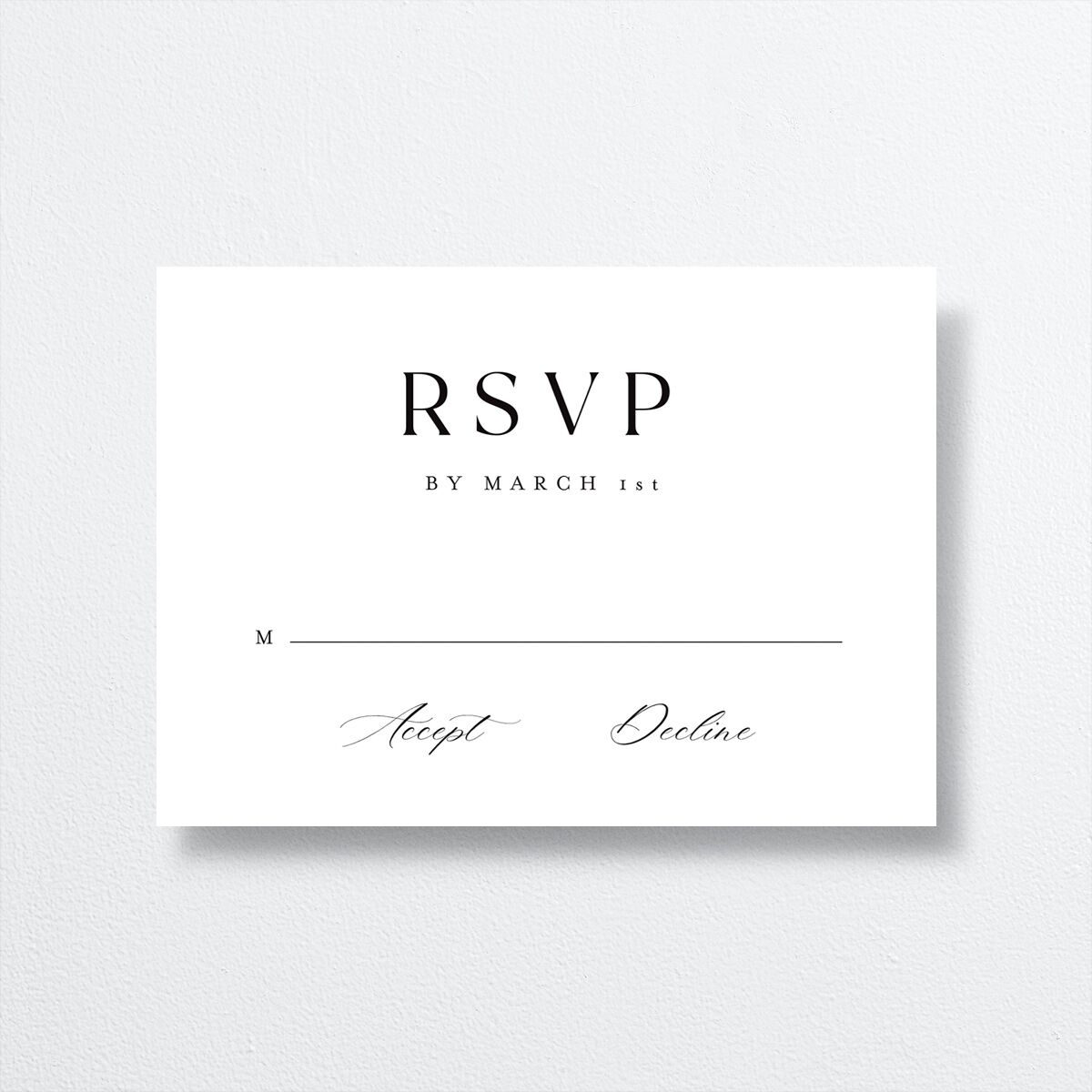 Timeless Typography Wedding Response Cards front in white