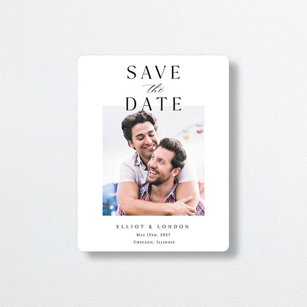 Timeless Typography Save The Date Magnets Pure White Magnet Paper
