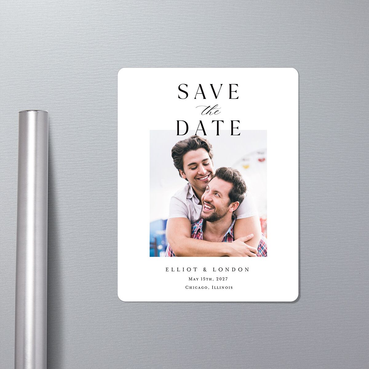 Timeless Typography Save The Date Magnets Pure White Magnet Paper