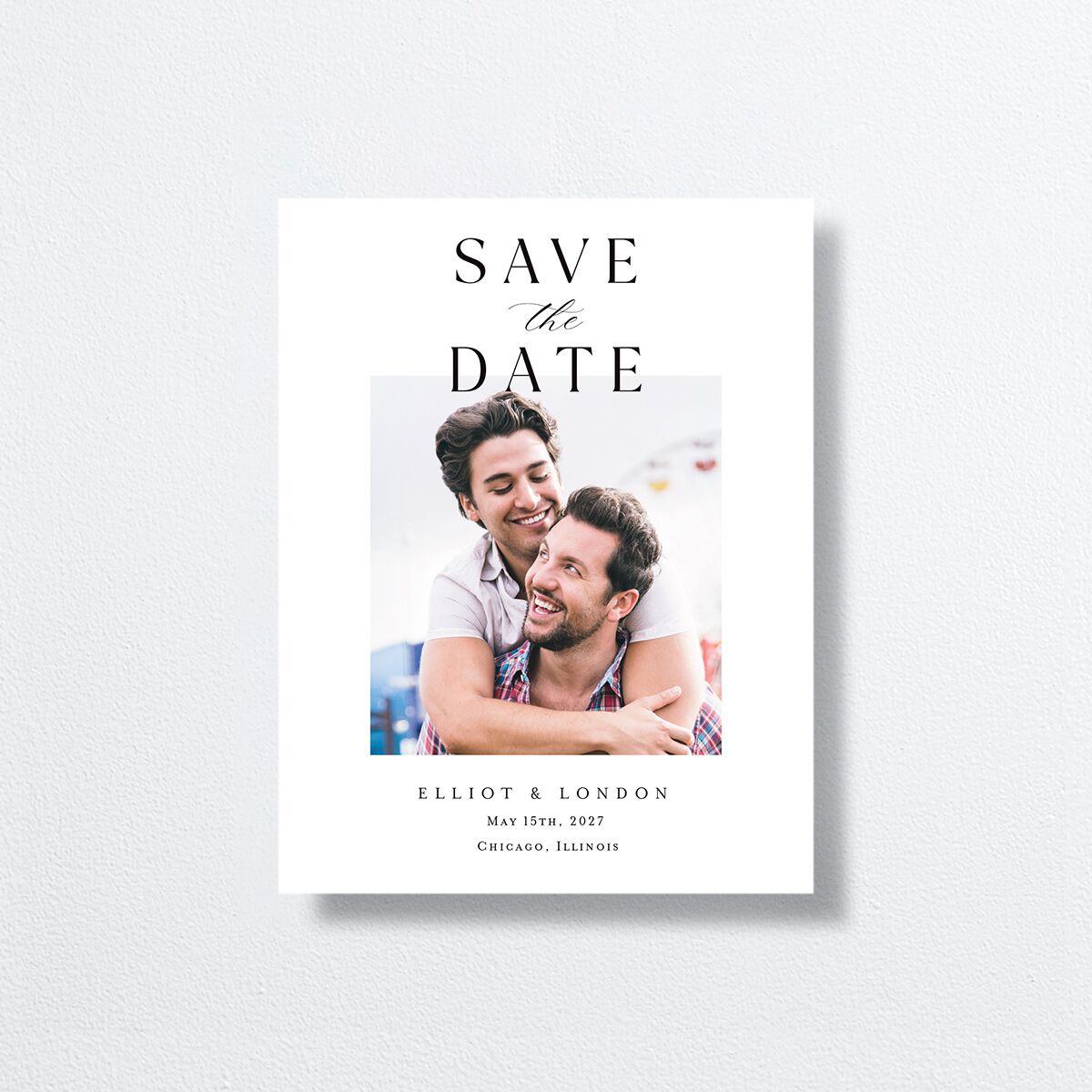 Timeless Typography Save the Date Petite Cards front in White