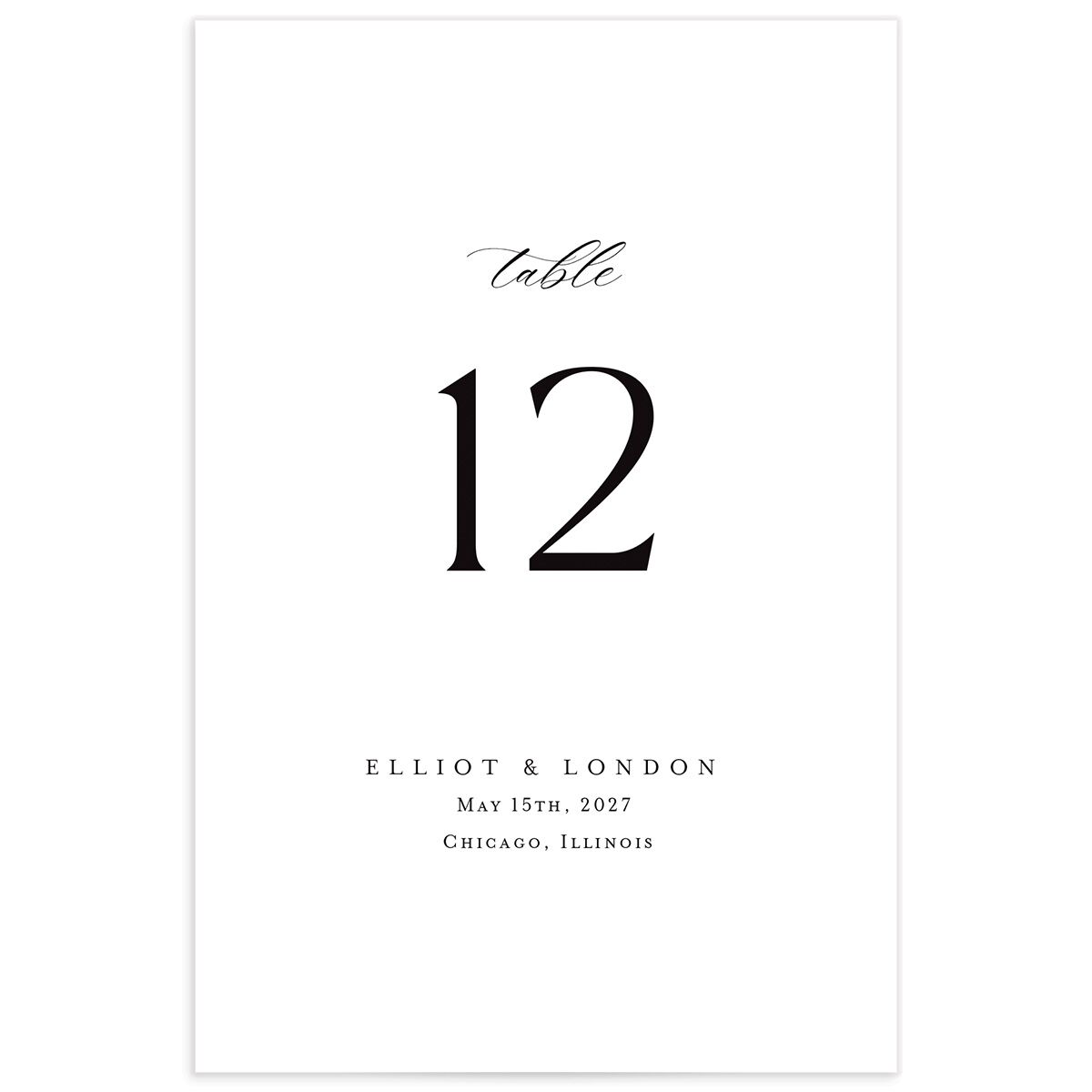 Timeless Typography Table Numbers