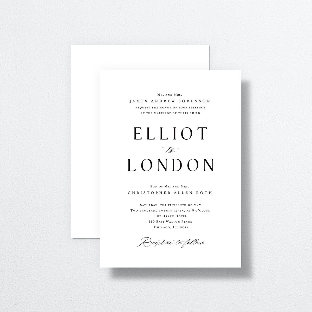 Timeless Typography Wedding Invitations front-and-back