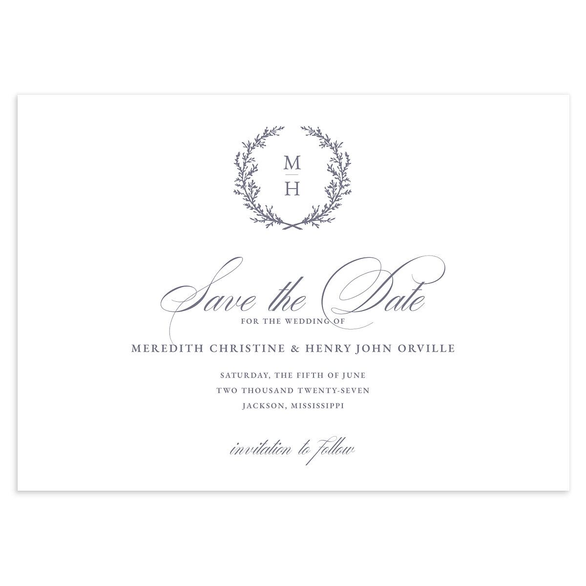 Monogram Branches Save The Date Cards