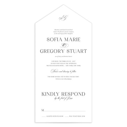 Classically Elegant All-in-One Wedding Invitations - White