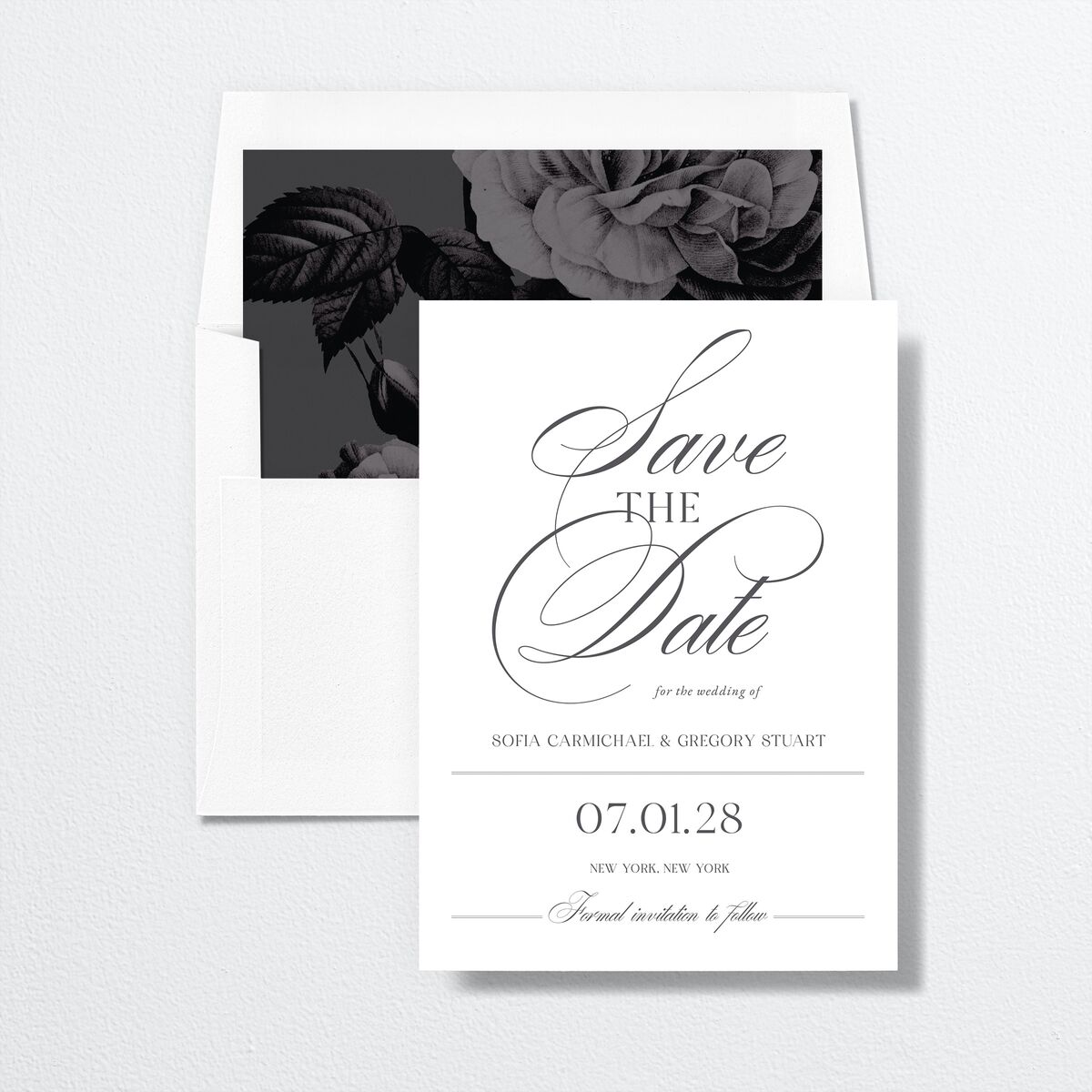 Classically Elegant Save The Date Cards Pure White Signature smooth No Standard
