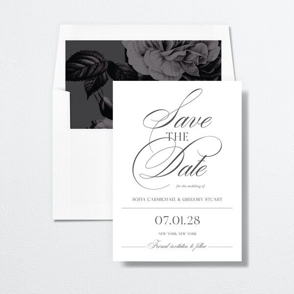 Classically Elegant Save The Date Cards Pure White Signature smooth No Standard