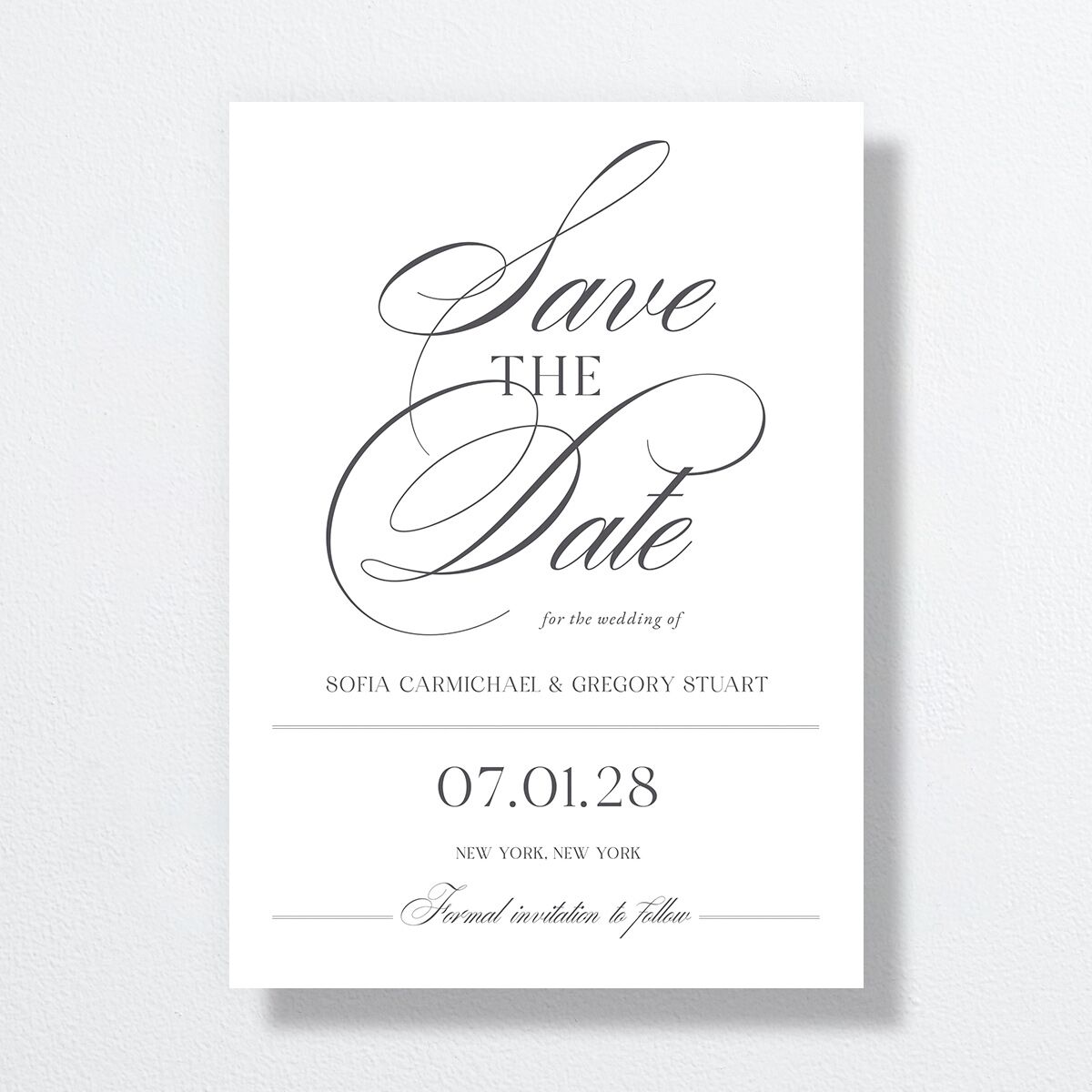 Classically Elegant Save The Date Cards Pure White Signature smooth No Standard