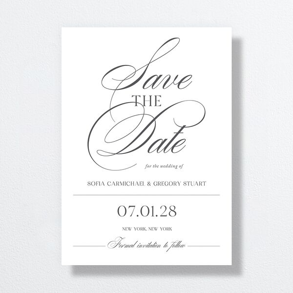 Classically Elegant Save The Date Cards Pure White Signature smooth No Standard
