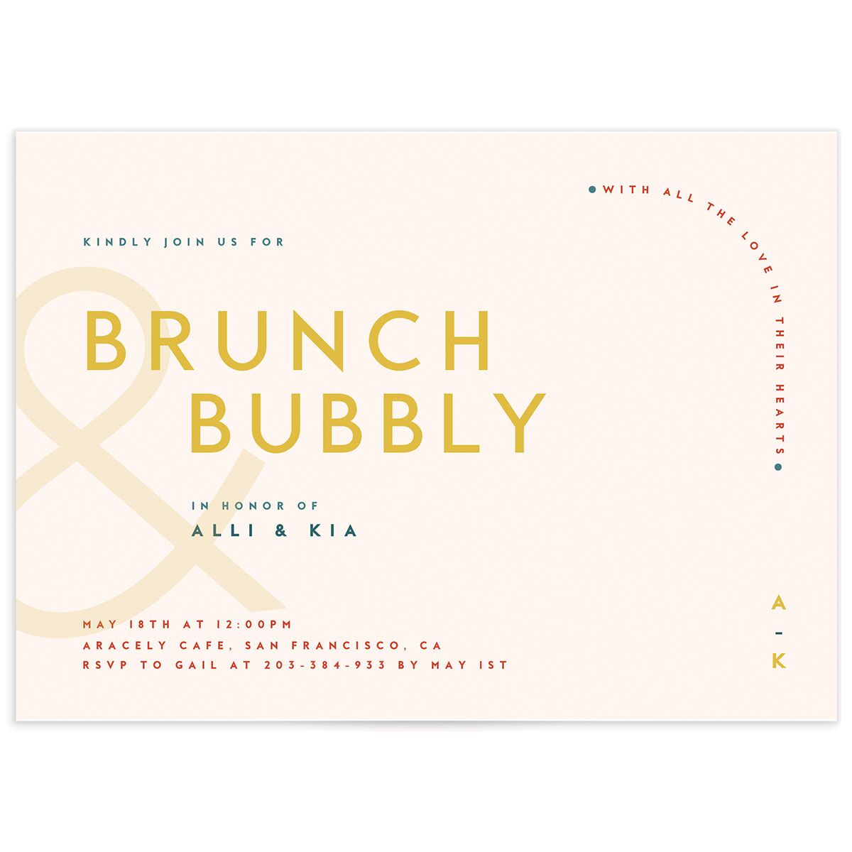 Contemporary Typography Bridal Shower Invitations