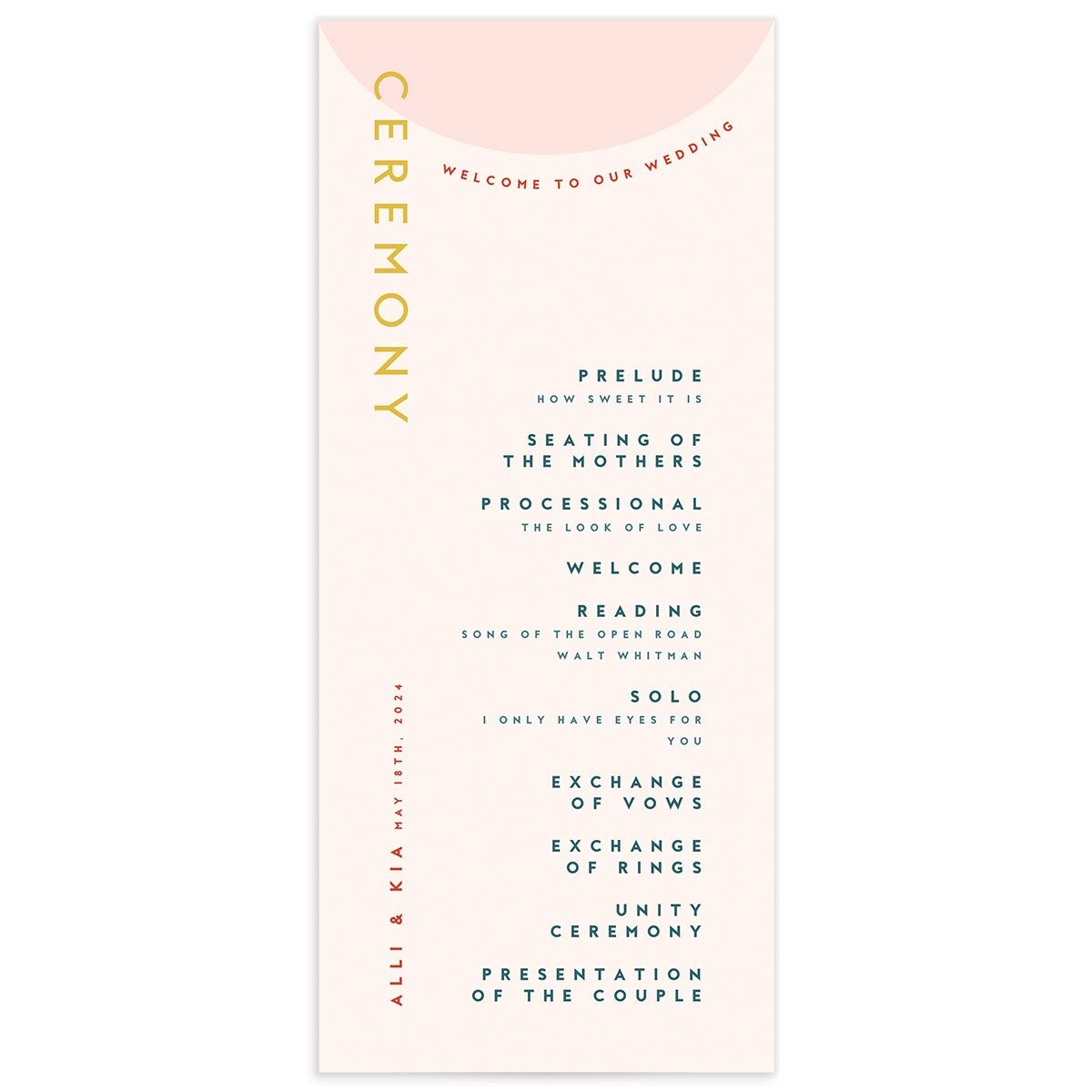 Contemporary Typography Wedding Programs