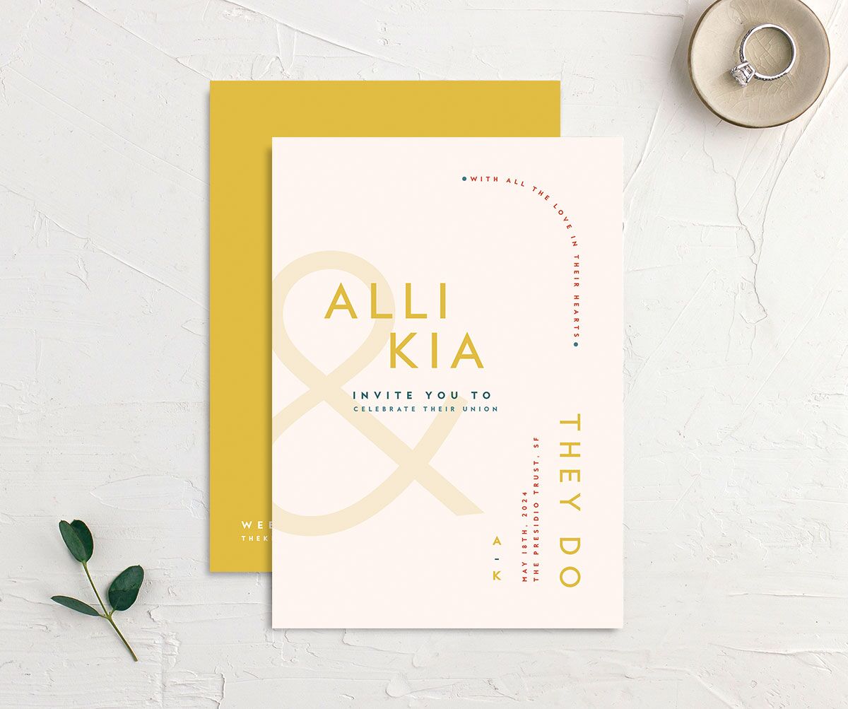 Contemporary Typography Wedding Invitations front-and-back