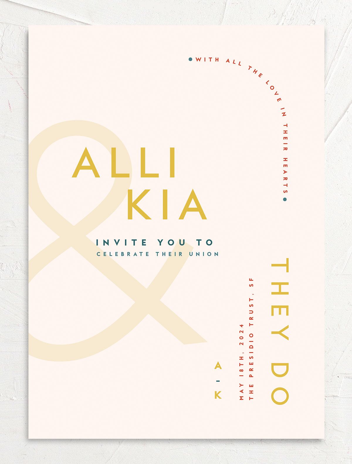 Contemporary Typography Wedding Invitations front