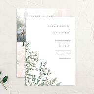Delicate Greenery Change the Date Cards Pure White Signature