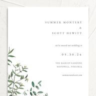 Delicate Greenery Change the Date Cards Pure White Signature