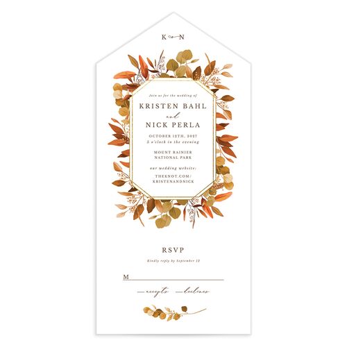 Eucalyptus Frame All-in-One Wedding Invitations - Orange