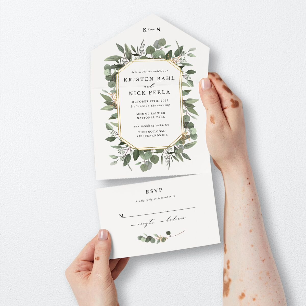 Eucalyptus Frame All-in-One Wedding Invitations card-and-rsvp
