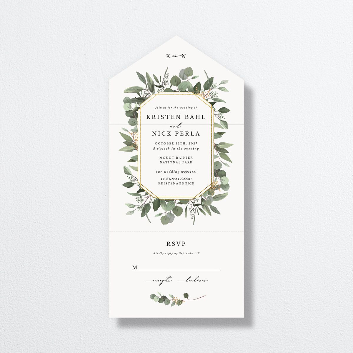 Eucalyptus Frame All-in-One Wedding Invitations front