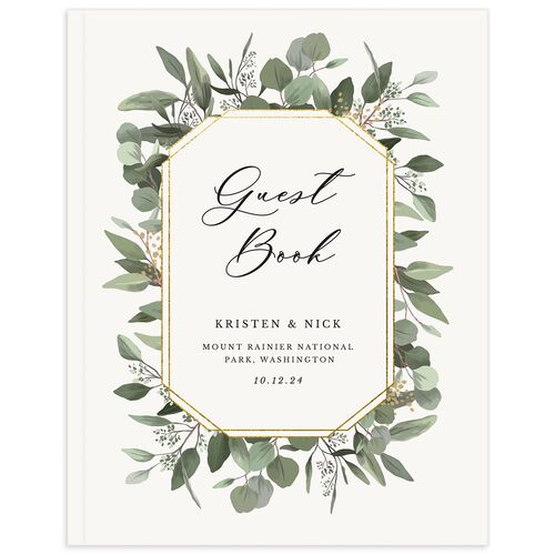 Eucalyptus Frame Wedding Guest Book - White