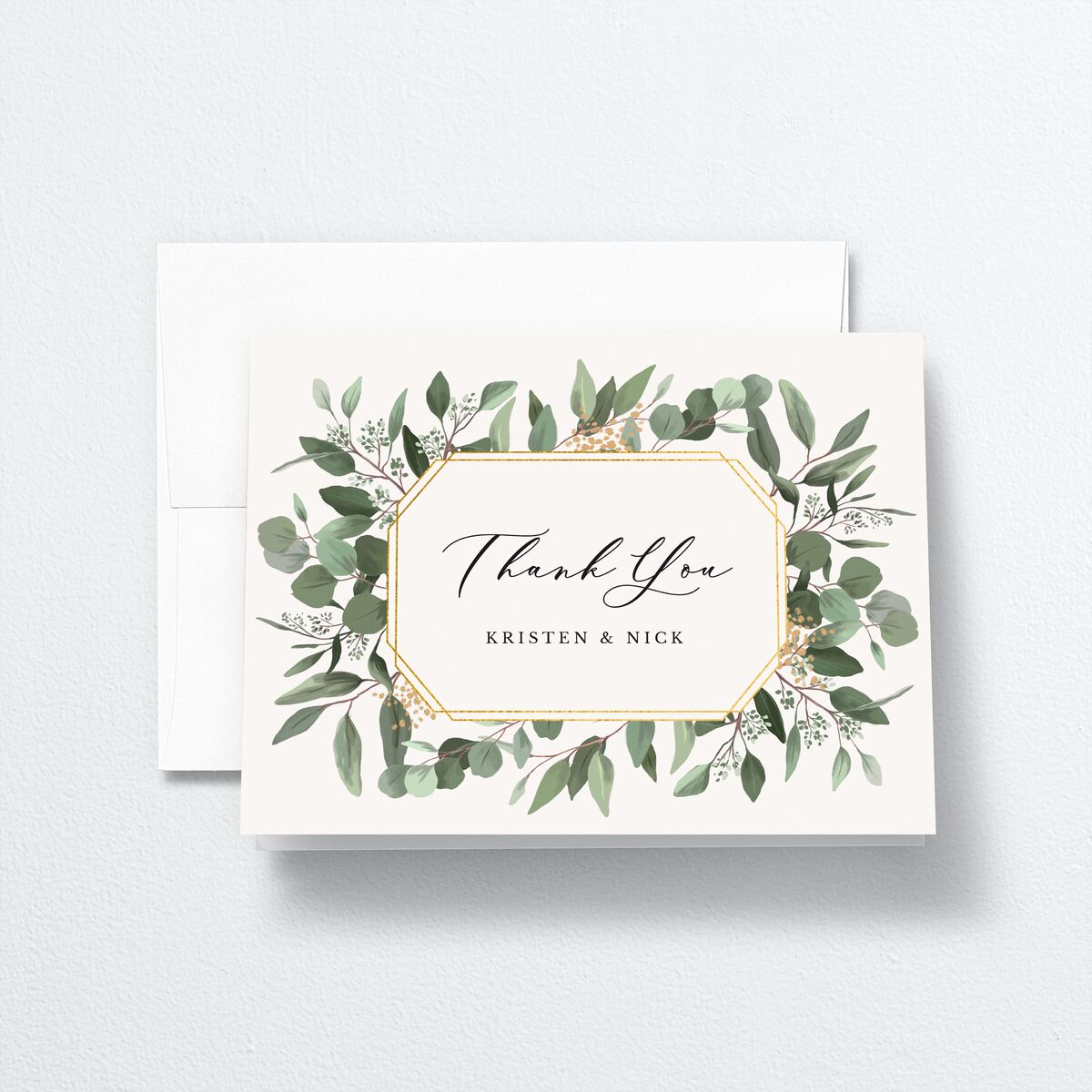 Eucalyptus Frame Thank You Cards Pure White