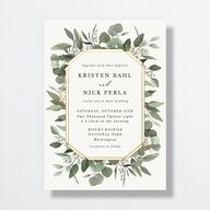 Eucalyptus Frame Wedding Invitations Pure White Signature No Standard