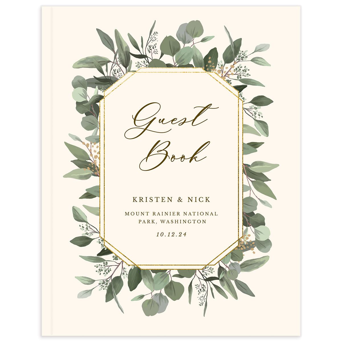 Painted Eucalyptus Wedding Guest Book