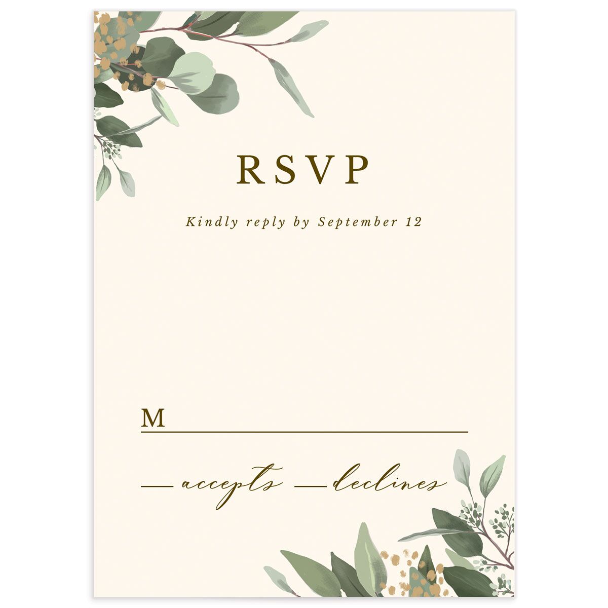 Painted Eucalyptus Wedding Response Cards