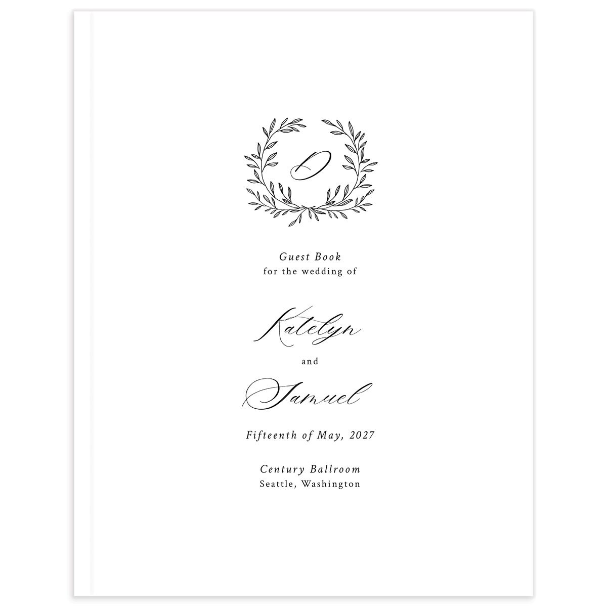 Monogram Wreath Wedding Guest Book