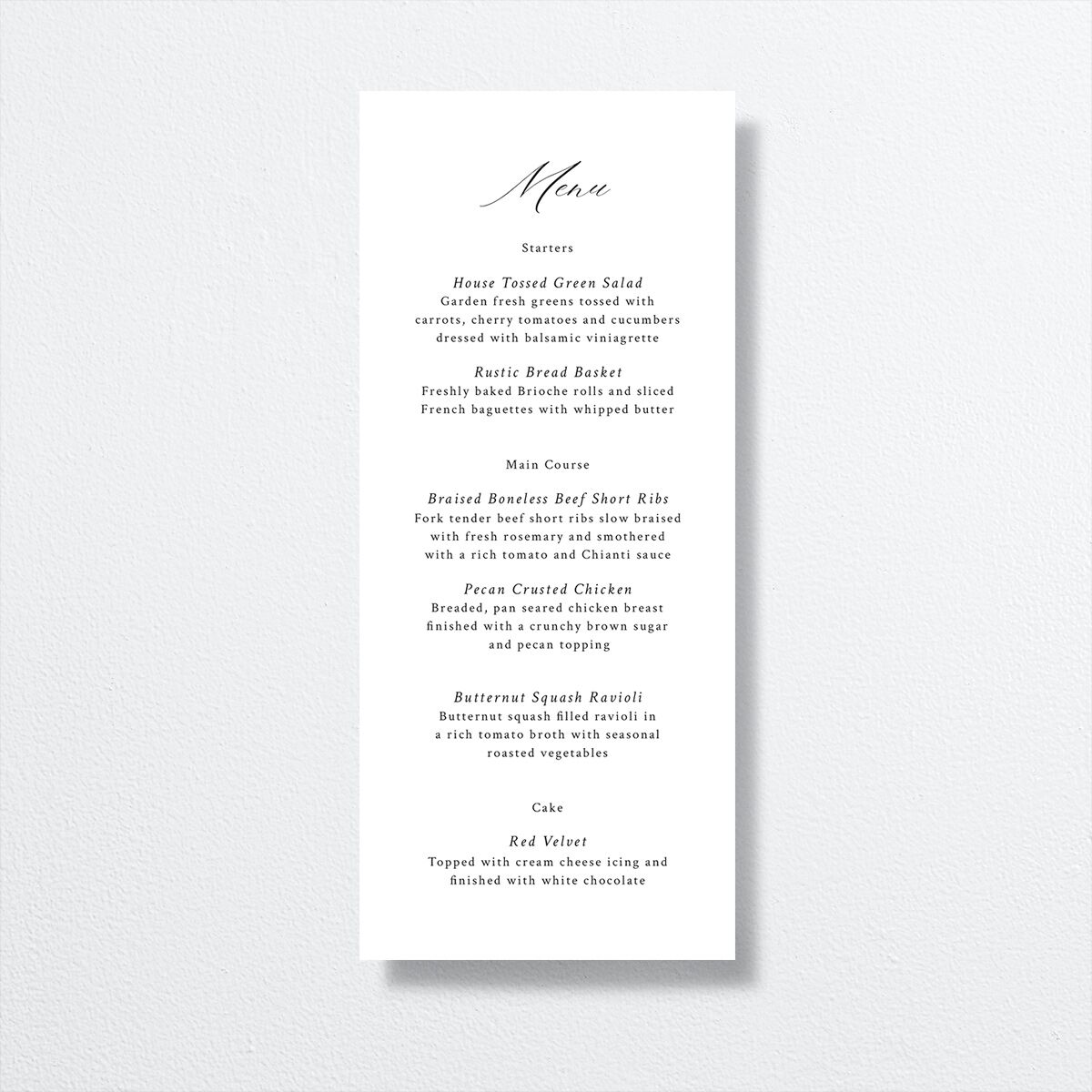 Monogram Wreath Menus front in black