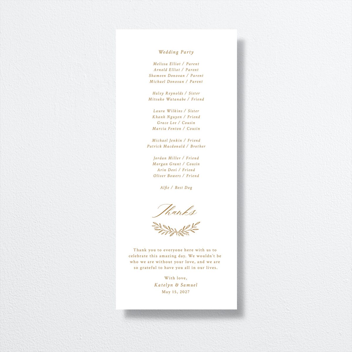 Monogram Wreath Wedding Programs back in gold