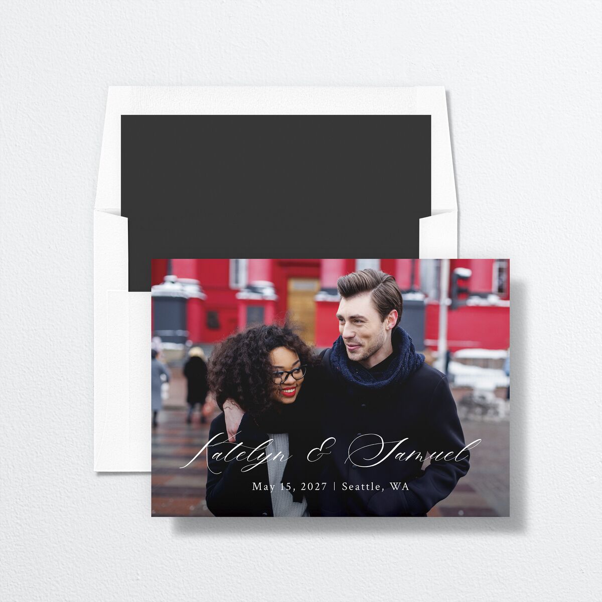 Monogram Wreath Save The Date Cards Midnight Signature smooth No