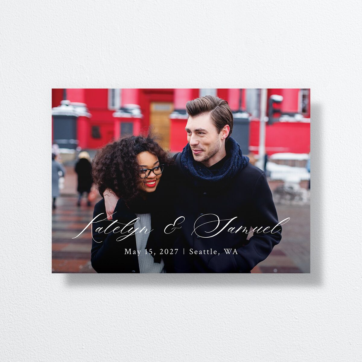Monogram Wreath Save The Date Cards Midnight Signature smooth No