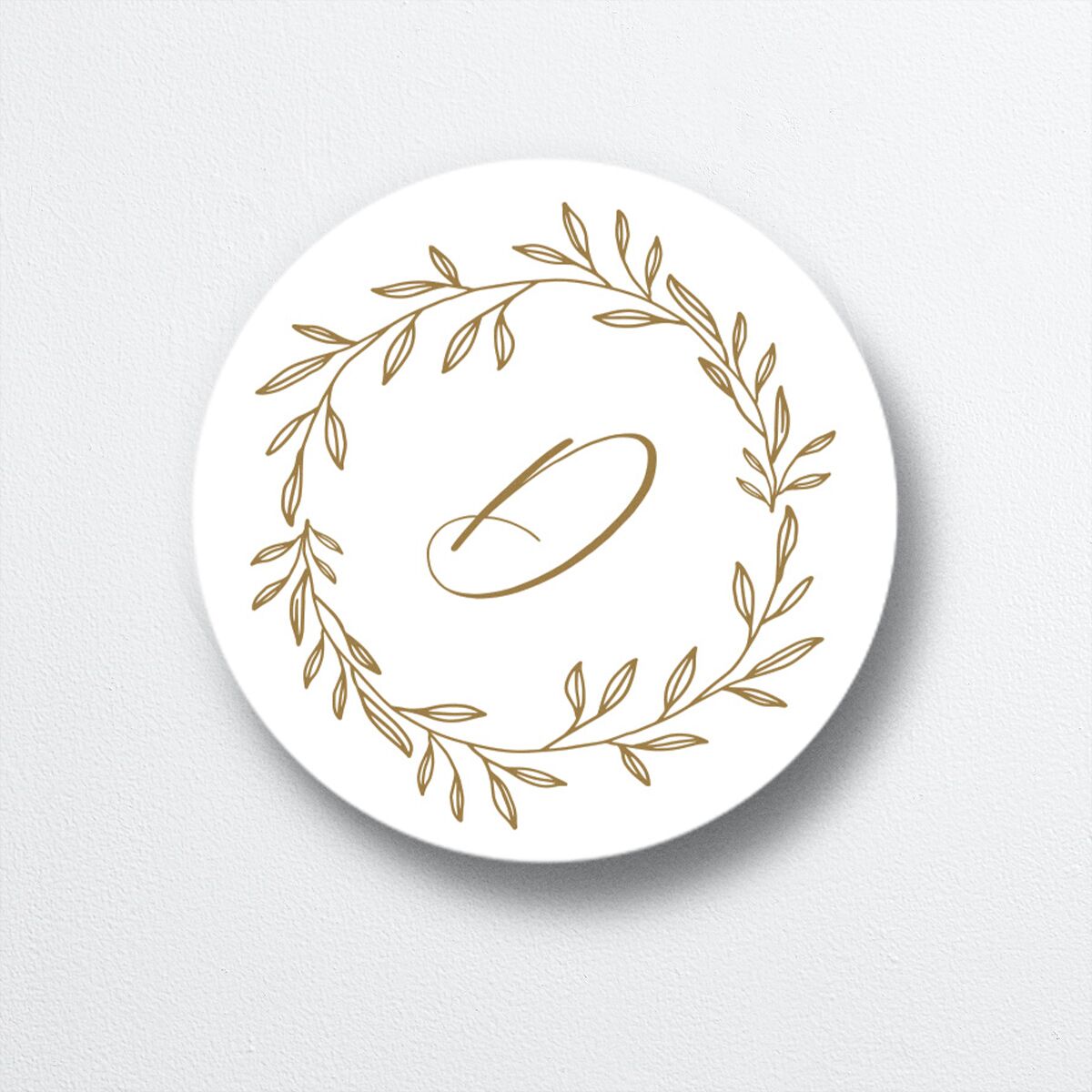 Monogram Wreath Wedding Stickers front in gold