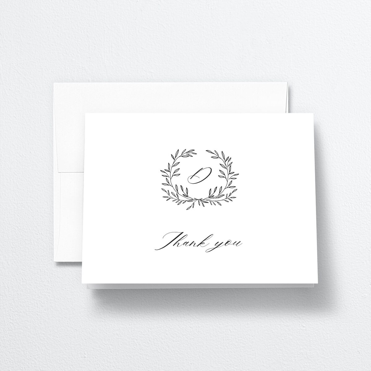 Monogram Wreath Thank You Cards front