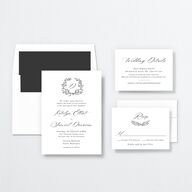 Monogram Wreath Wedding Invitations Midnight Signature No
