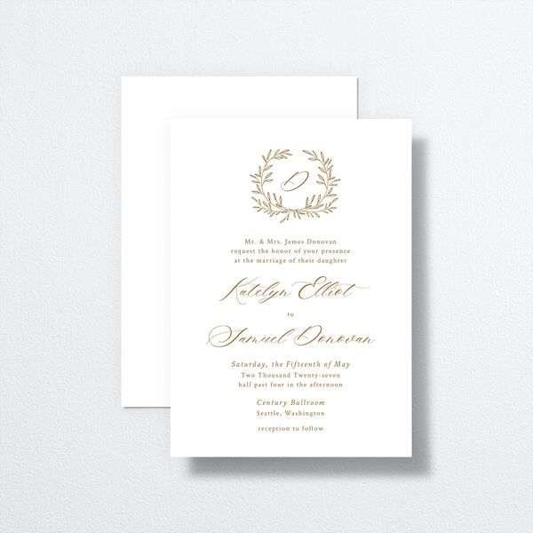 Monogram Wreath Wedding Invitations front-and-back