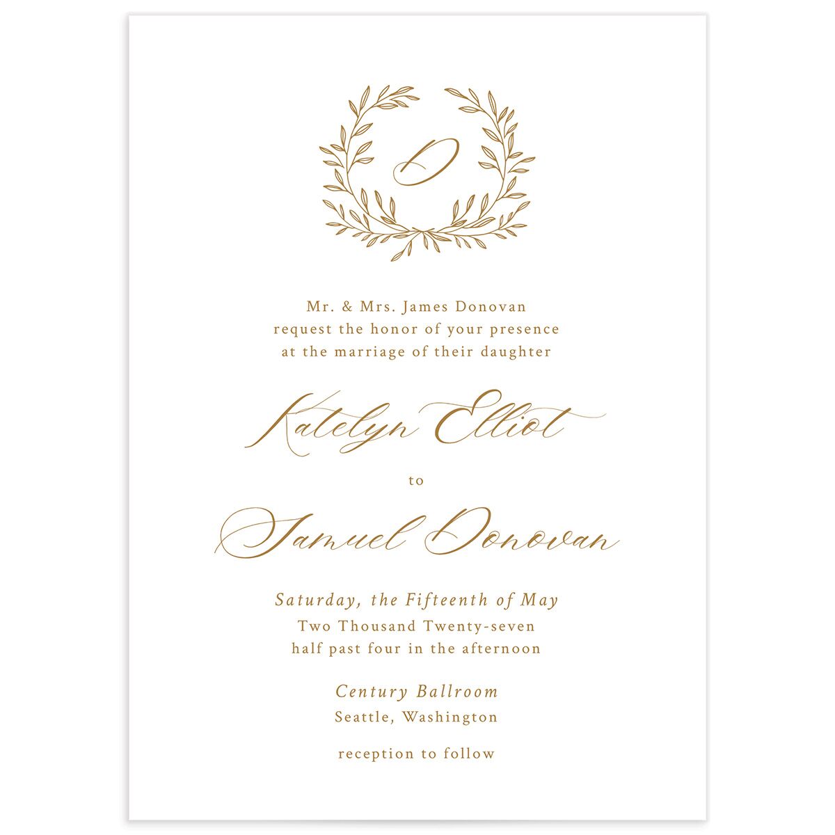 Monogram Wreath Wedding Invitations