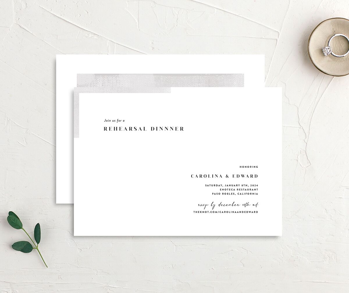 Minimal Accent Rehearsal Dinner Invitations front-and-back