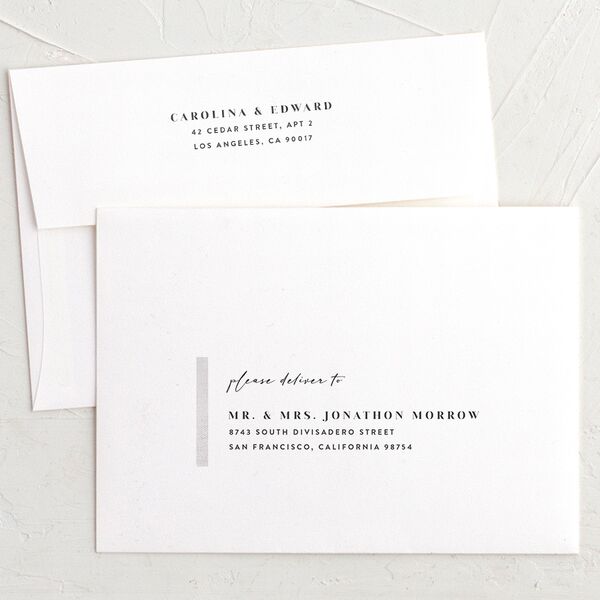 Minimal Accent Rehearsal Dinner Invitation Envelopes White Standard Fog Both Recipient and Return Addresses Signature