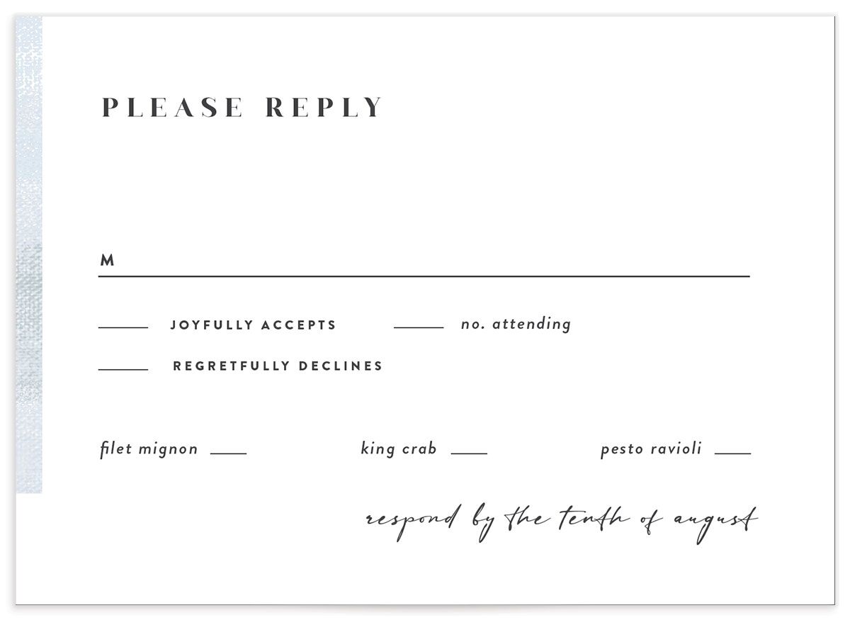 Minimal Accent Wedding Response Cards front in blue