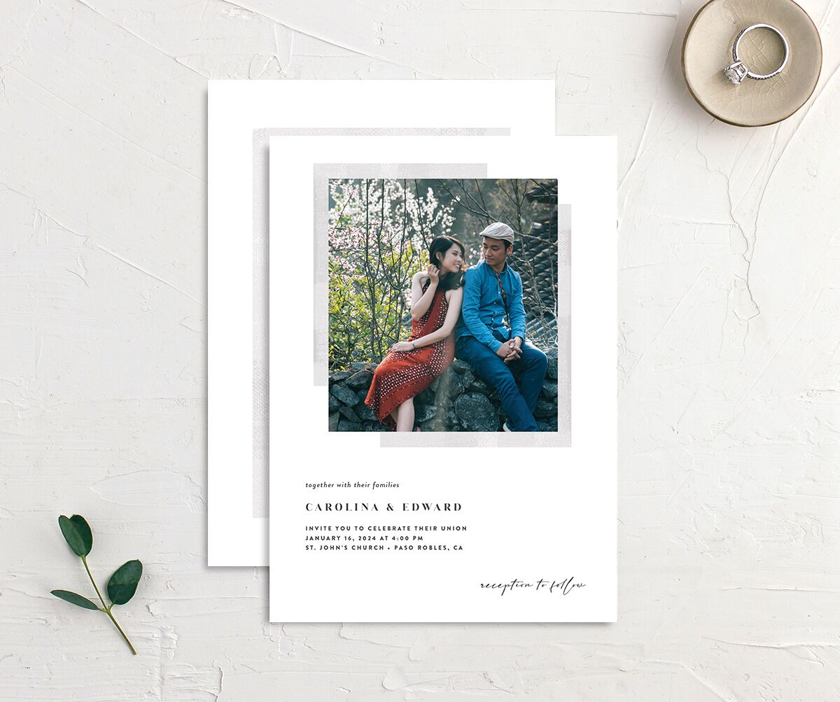 Minimal Accent Wedding Invitation Fog Signature No