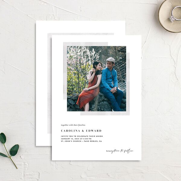 Minimal Accent Wedding Invitation Fog Signature No