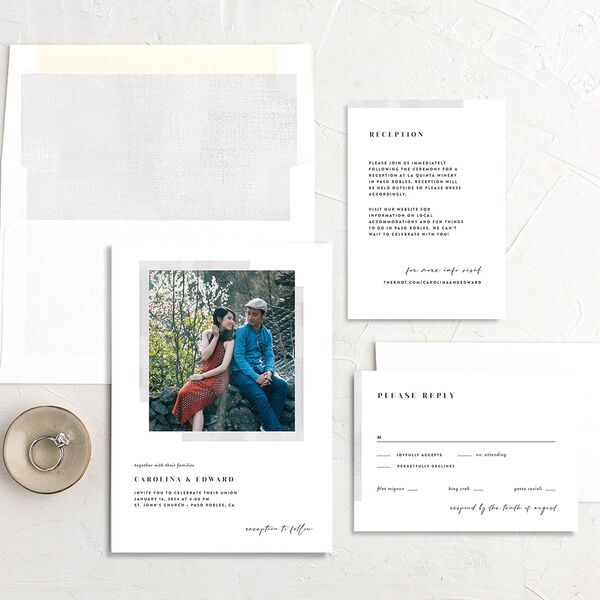 Minimal Accent Wedding Invitation Fog Signature No