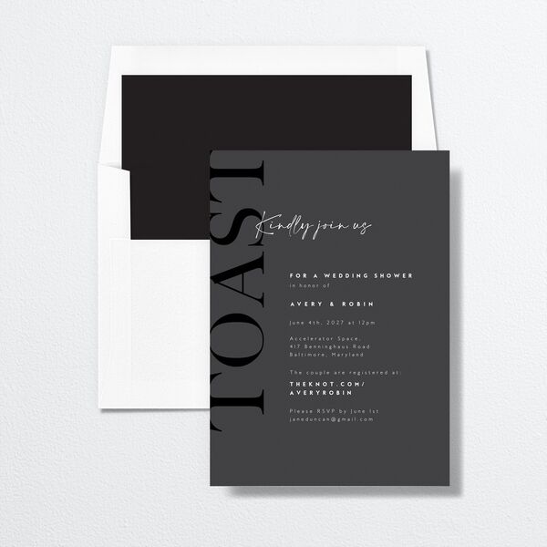Modern Vow Bridal Shower Invitations Charcoal Signature Standard