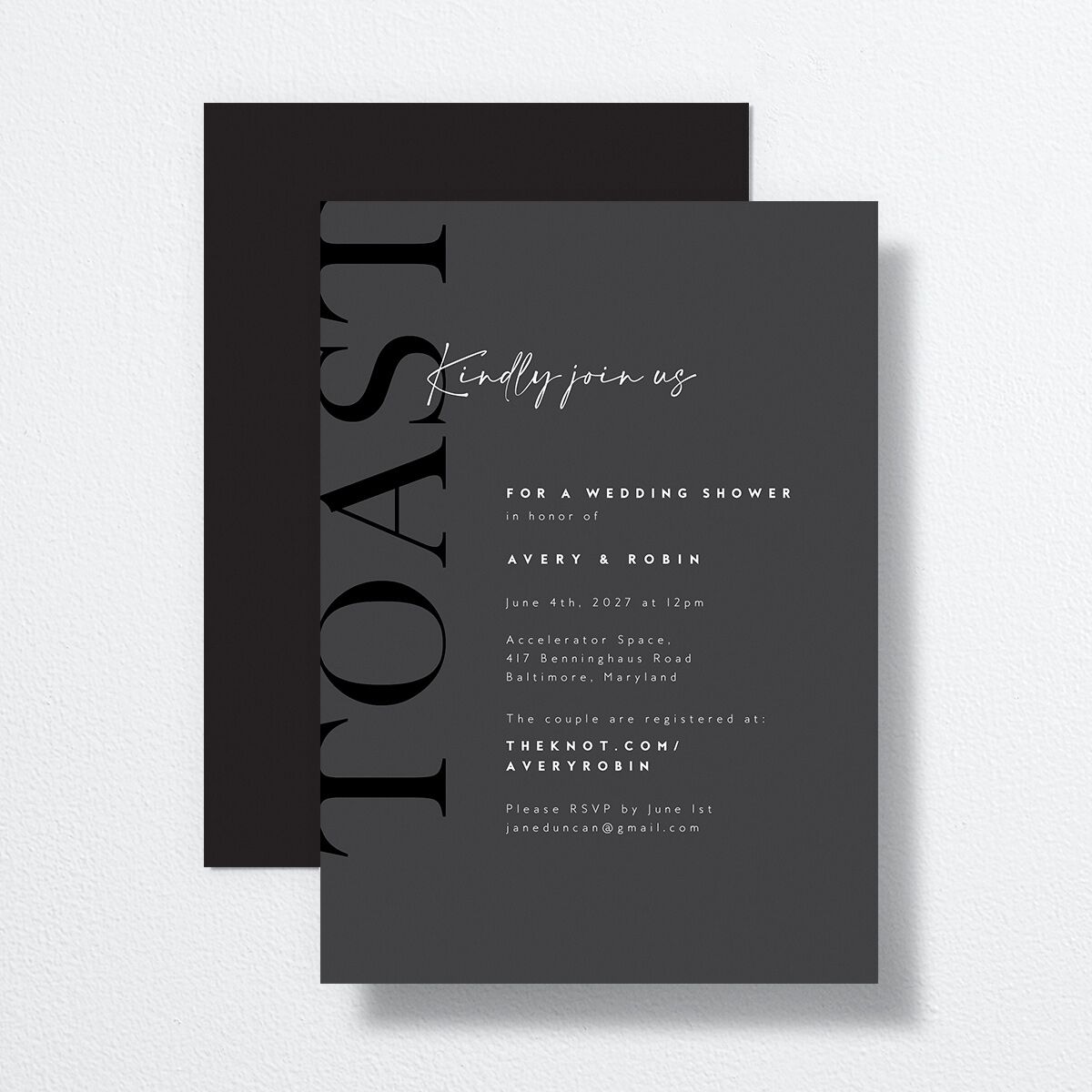 Modern Vow Bridal Shower Invitations Charcoal Signature Standard