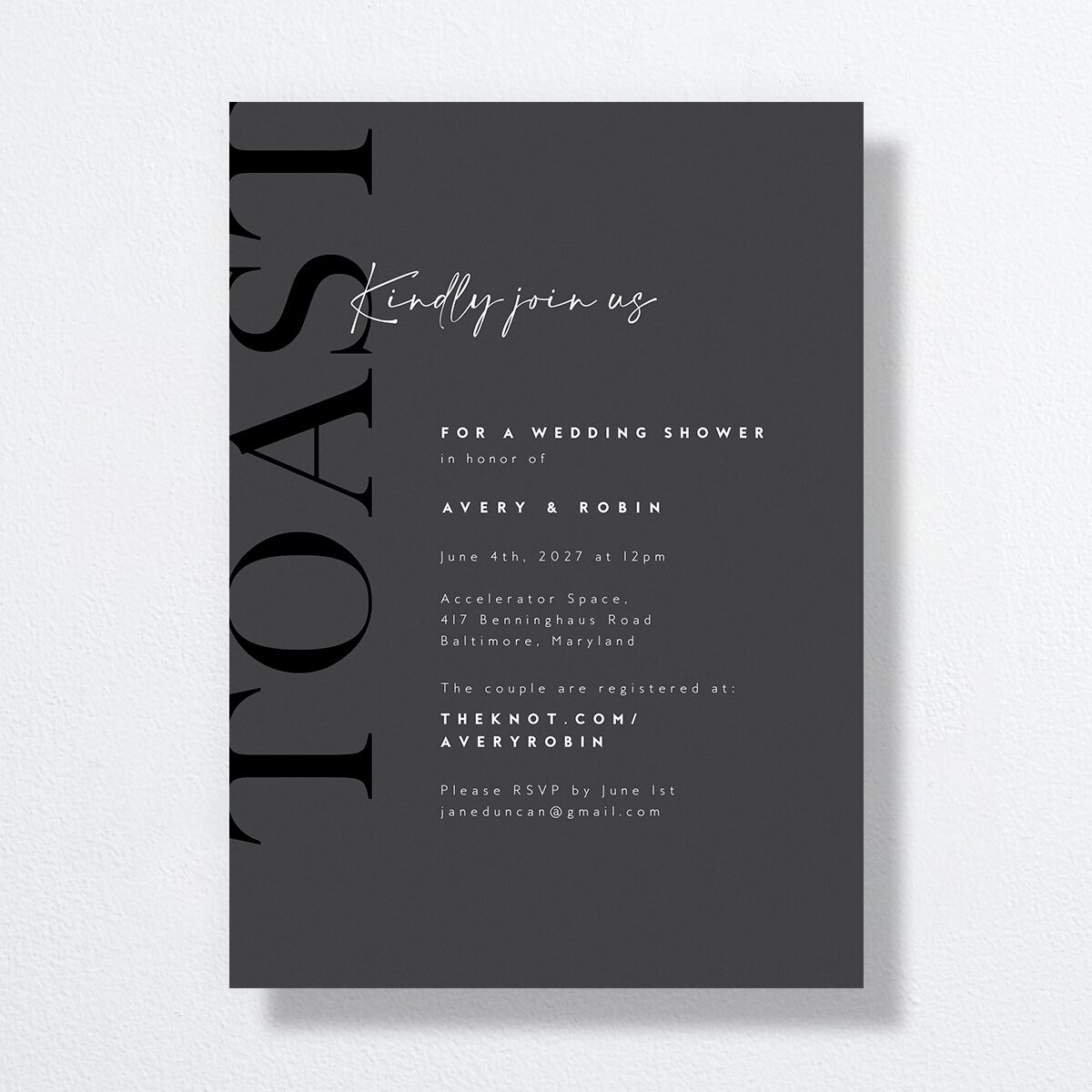 Modern Vow Bridal Shower Invitations Charcoal Signature Standard
